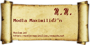 Modla Maximilián névjegykártya